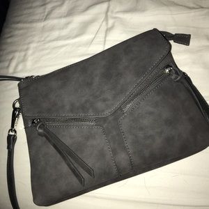grey suede crossbody bag